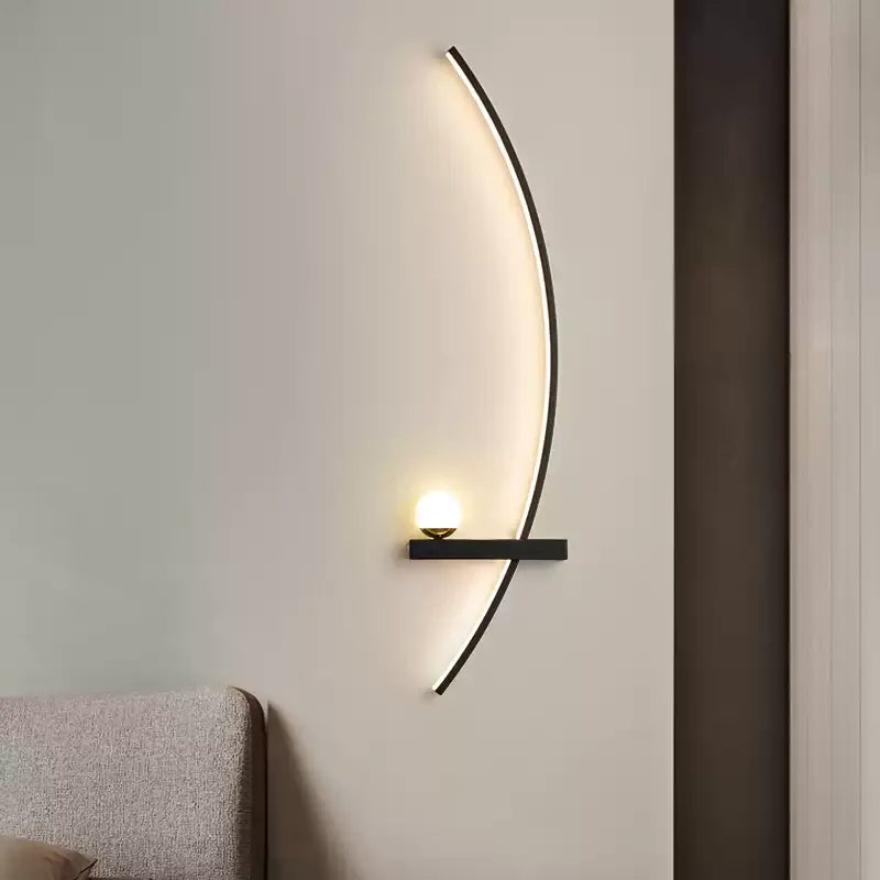 Gebogen LED-wandlamp aluminium boogverlichting voor slaapkamer hal woonkamer moderne accentverlichting wandarmatuur zwart goud afwerking wandmontage binnenverlichting | Thomler