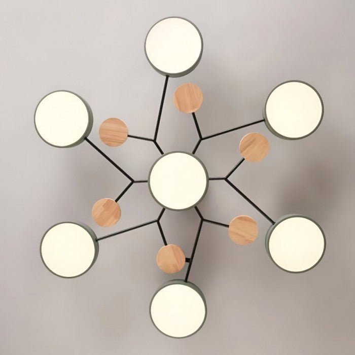 Branched Disc LED Plafondlamp met Houten Accent – Modern Scandinavisch Design voor Woonkamer, Slaapkamer & Eetkamer