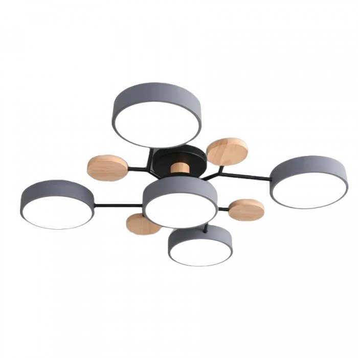 Branched Disc LED Plafondlamp met Houten Accent – Modern Scandinavisch Design voor Woonkamer, Slaapkamer & Eetkamer