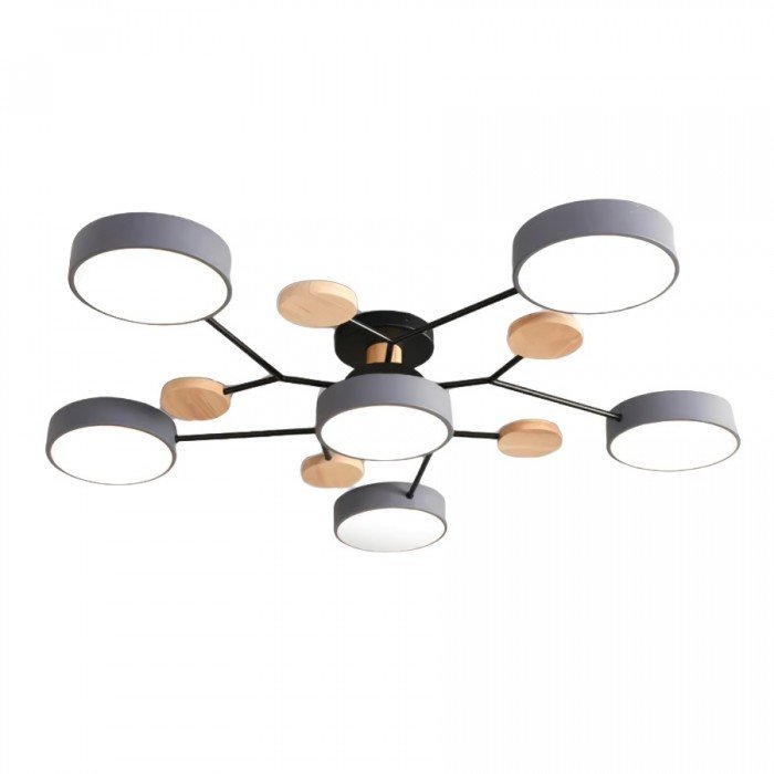 Branched Disc LED Plafondlamp met Houten Accent – Modern Scandinavisch Design voor Woonkamer, Slaapkamer & Eetkamer