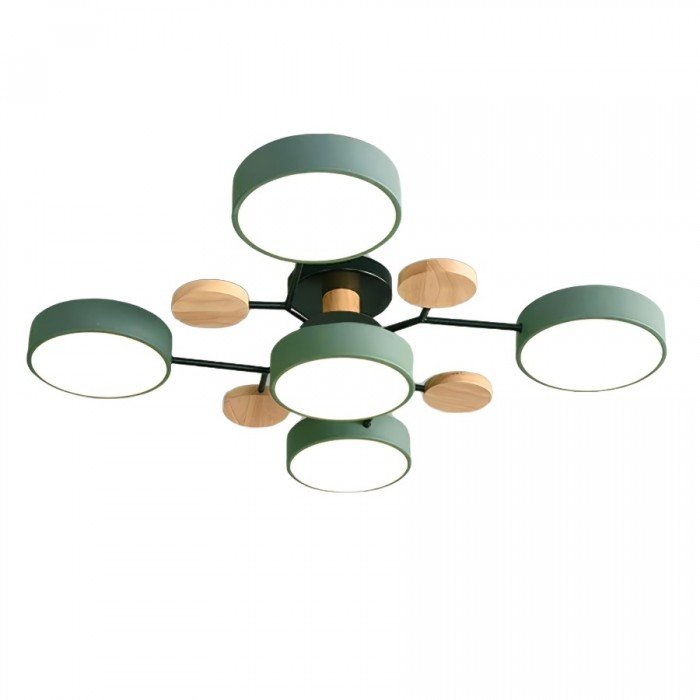 Branched Disc LED Plafondlamp met Houten Accent – Modern Scandinavisch Design voor Woonkamer, Slaapkamer & Eetkamer