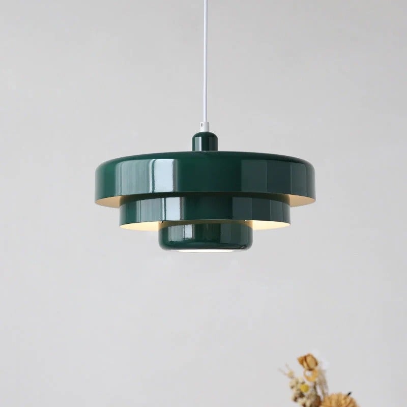Layered Metal Ceiling Fixture 14-Inch Diameter Adjustable Cord Iron Shade for Kitchen Island Dining Table Home Office Retro Geometric Overhe | Thomler