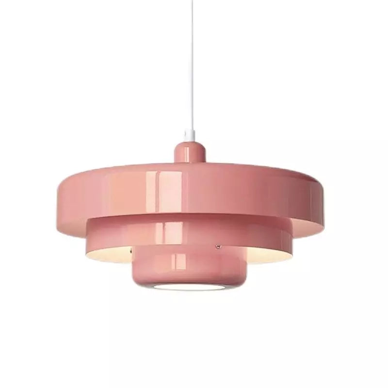 Layered Metal Ceiling Fixture 14-Inch Diameter Adjustable Cord Iron Shade for Kitchen Island Dining Table Home Office Retro Geometric Overhe | Thomler