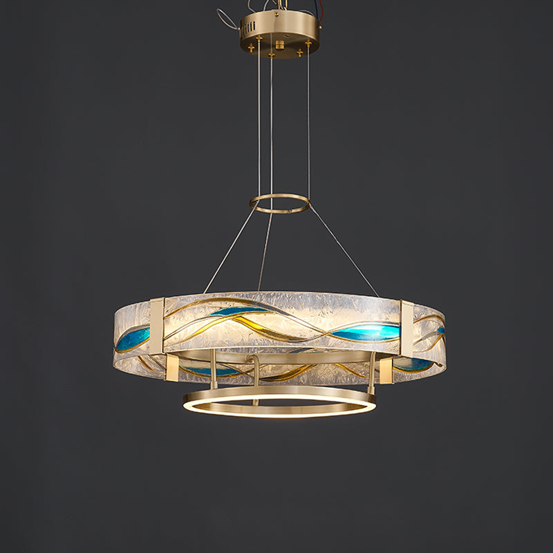 Pendelleuchte aus Messing und Glas, dimmbare LED, höhenverstellbar, runde Deckenleuchte für Esszimmer, Kücheninsel, Wohnzimmer, moderner Art déco-Stil | Thomler