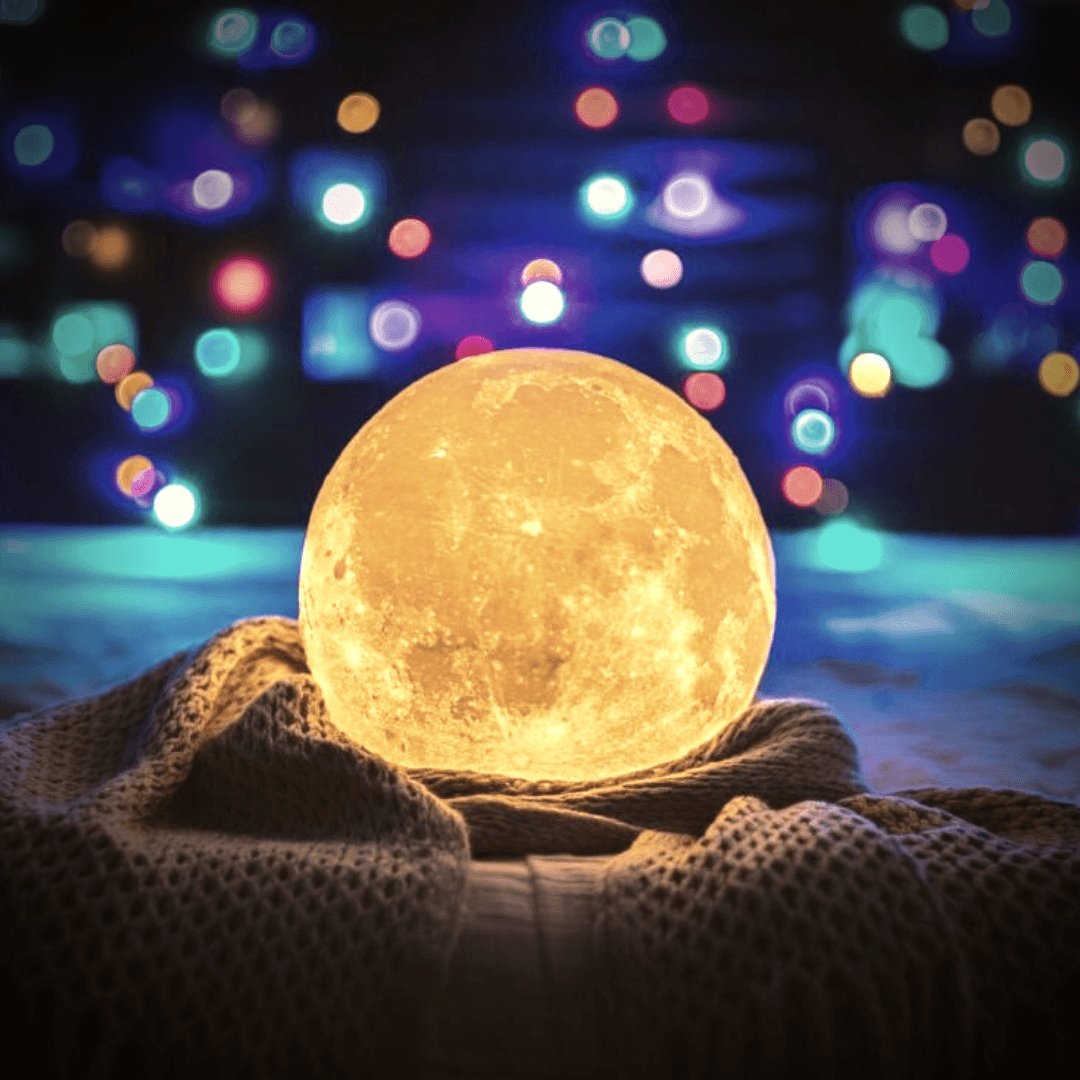 3D Printed Lunar Globe Night Light with Touch Control & USB Charging for Bedroom, Living Room, Kids | Thomler