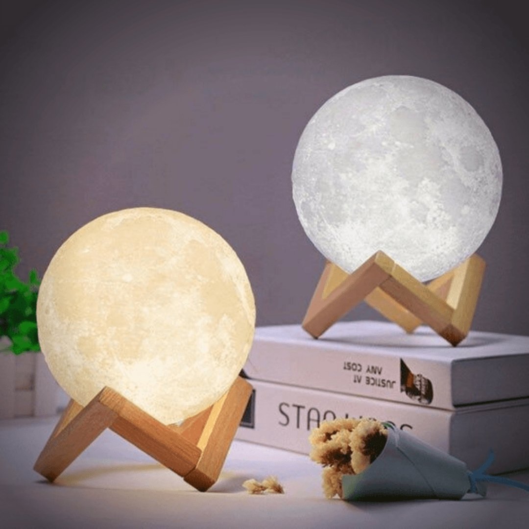 3D Printed Lunar Globe Night Light with Touch Control & USB Charging for Bedroom, Living Room, Kids | Thomler