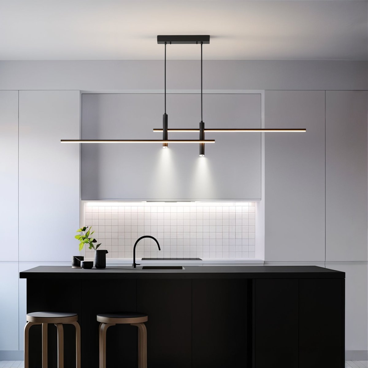 Linear LED Hanging Light for Kitchen Island, Dining Table – Sleek Aluminum Fixture, Adjustable Height, Dimmable Modern Ceiling Lighting for | Thomler