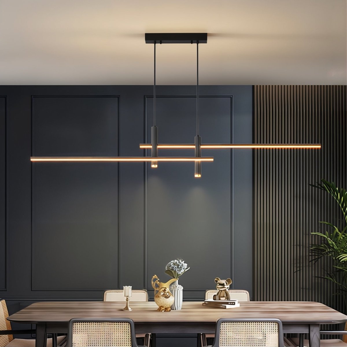 Linear LED Hanging Light for Kitchen Island, Dining Table – Sleek Aluminum Fixture, Adjustable Height, Dimmable Modern Ceiling Lighting for | Thomler
