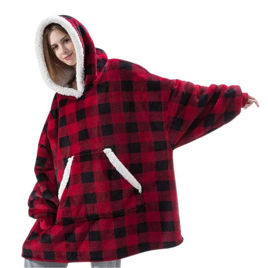 Oversized draagbare deken met capuchon en voorzak voor op de bank, streamen en warm blijven binnen of buiten | Thomler