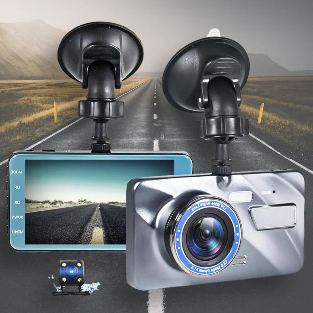 Dual-Dashcam 1080p mit Front- und Rückkamera sowie Aufprallerkennung