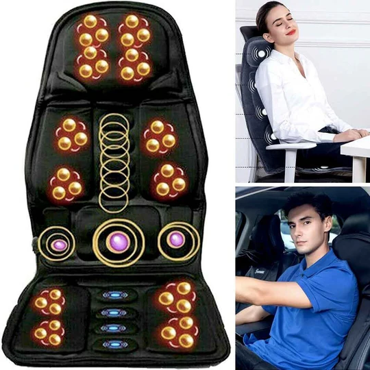 Heated Massage Seat Cushion with 8 Modes - Full-Back Shiatsu Massager Pad for Office Chair, Car Seat & Recliner - Vibration & Heat Therapy f | Thomler