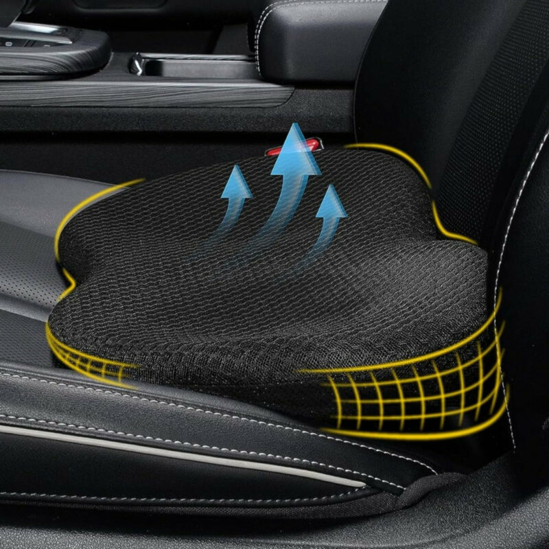 Memory-Foam-Sitzerhöhung für Autofahrer, 8,9 cm dickes Sitzkissen für bessere Sicht, Lordosenstütze für kleinere Fahrer, Schwarz Beige Braun Rot