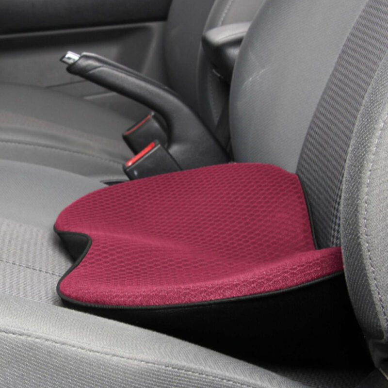 Memory foam autostoelverhoger, 9 cm dik zitkussen voor kortere bestuurders, verbeterd zicht, lendensteun, zwart, beige, bruin, rood