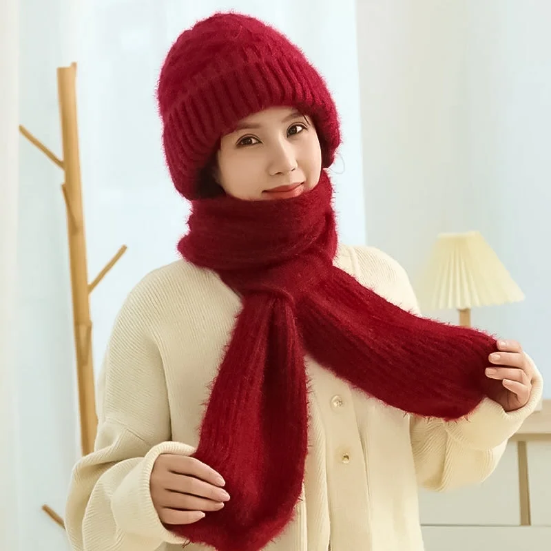 Gorro bufanda de invierno para mujer integrado con protección para las orejas y resistente al viento
