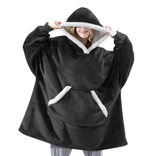 Oversized draagbare deken met capuchon en voorzak voor op de bank, streamen en warm blijven binnen of buiten | Thomler