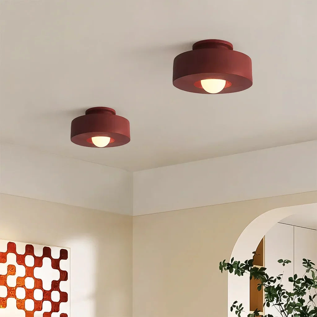 Resin Pendant Light 12 in Diameter LED Fixture Black Red Green Overhead Lighting Kitchen Dining Room Hallway Decor Minimalist Hanging Lamp | Thomler