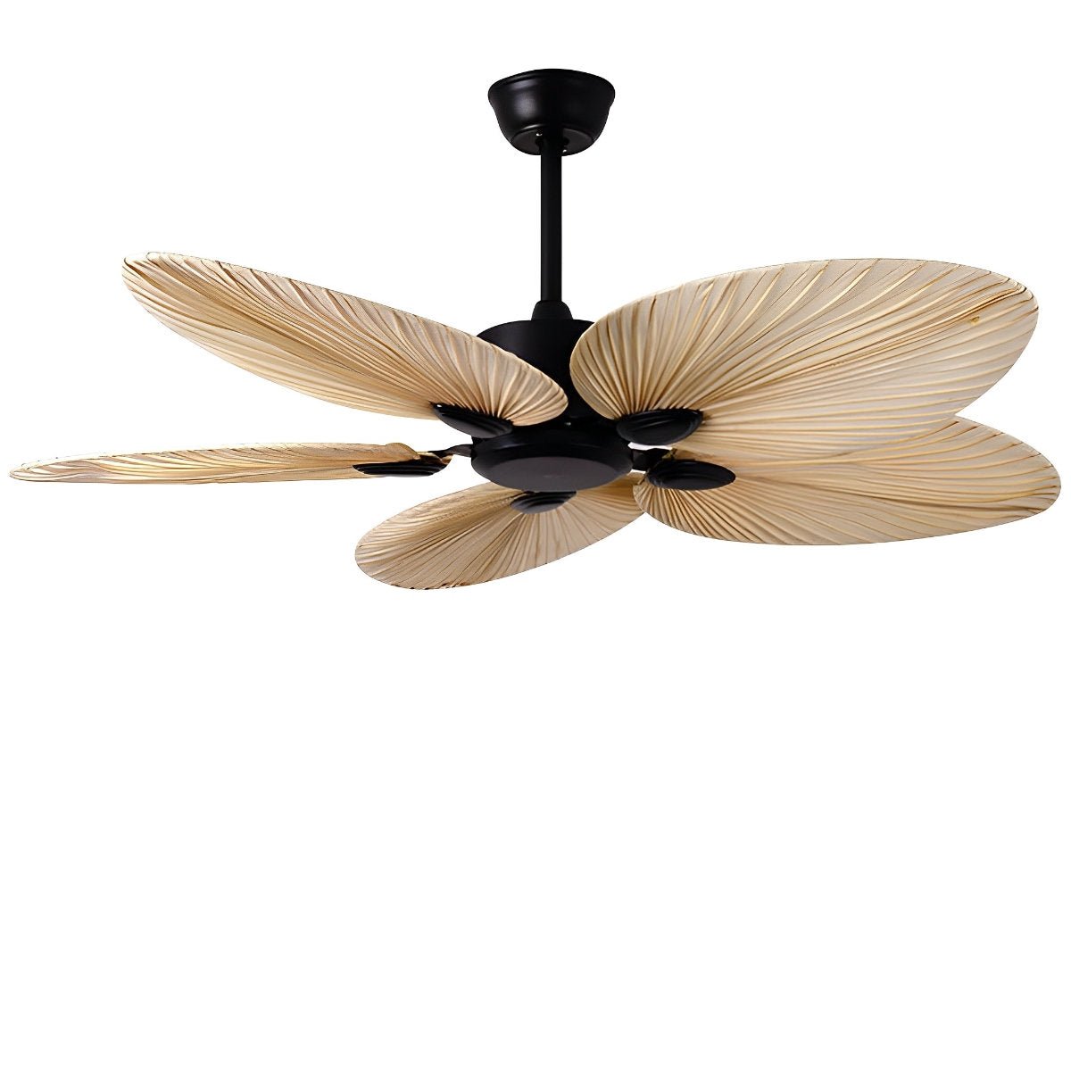 Ventilador de techo tropical de 52 pulgadas con control remoto, motor de CC ultrasilencioso para dormitorios y salas de estar | Ventilador de enfriamiento estilo palma marrón natural | Thomler
