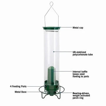 Weight-Activated Spinning Bird Feeder for Outdoors with Anti-Squirrel Rotating Perch Metal Seed Dispenser for Cardinals Finches Wild Birds B