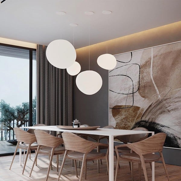 Plafondlamp met matglazen bol en verstelbaar snoer voor eetkamer, keukeneiland, slaapkamer, hal, plafondverlichting, modern accent van ijzer | Thomler