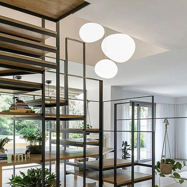 Plafondlamp met matglazen bol en verstelbaar snoer voor eetkamer, keukeneiland, slaapkamer, hal, plafondverlichting, modern accent van ijzer | Thomler