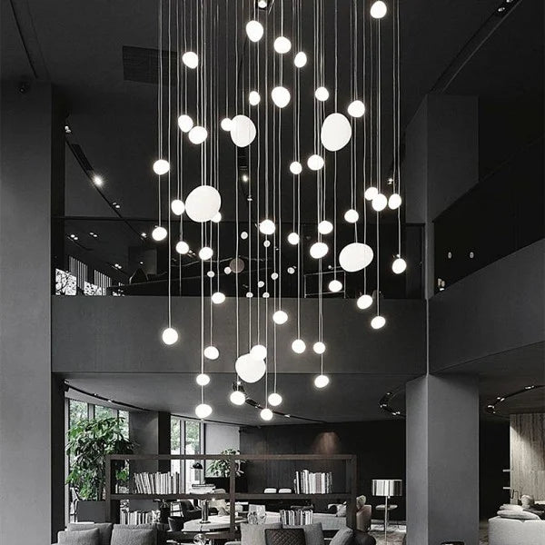 Plafondlamp met matglazen bol en verstelbaar snoer voor eetkamer, keukeneiland, slaapkamer, hal, plafondverlichting, modern accent van ijzer | Thomler