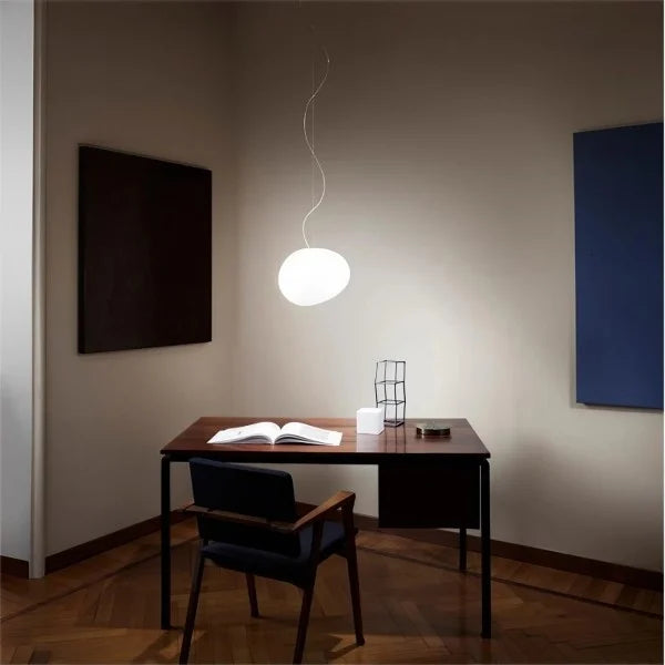 Plafondlamp met matglazen bol en verstelbaar snoer voor eetkamer, keukeneiland, slaapkamer, hal, plafondverlichting, modern accent van ijzer | Thomler