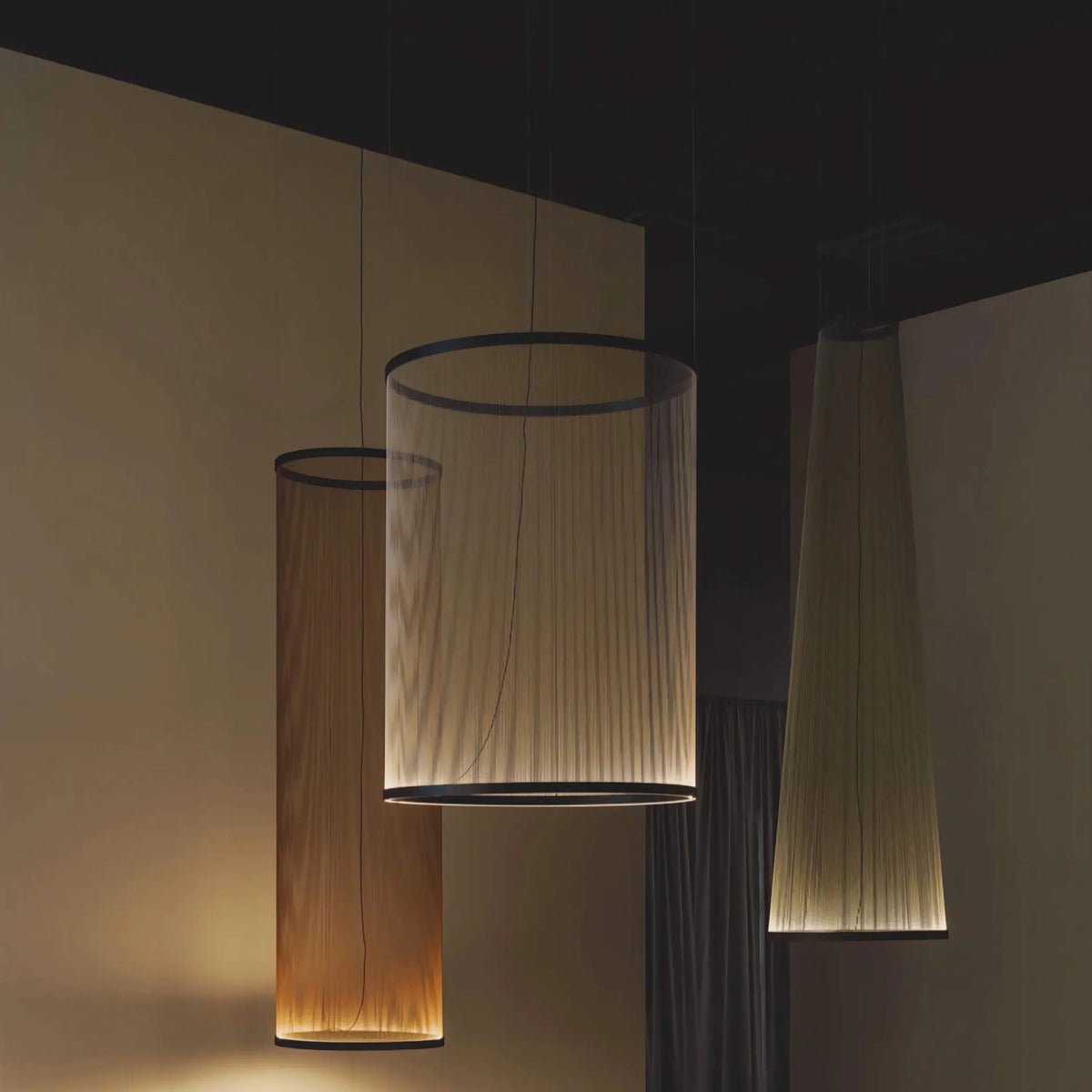 Clustered Drop Lights with Fabric Shades for Kitchen Islands & Dining Tables – Adjustable Cable Heights, Integrated LED, Warm or Cool White | Thomler