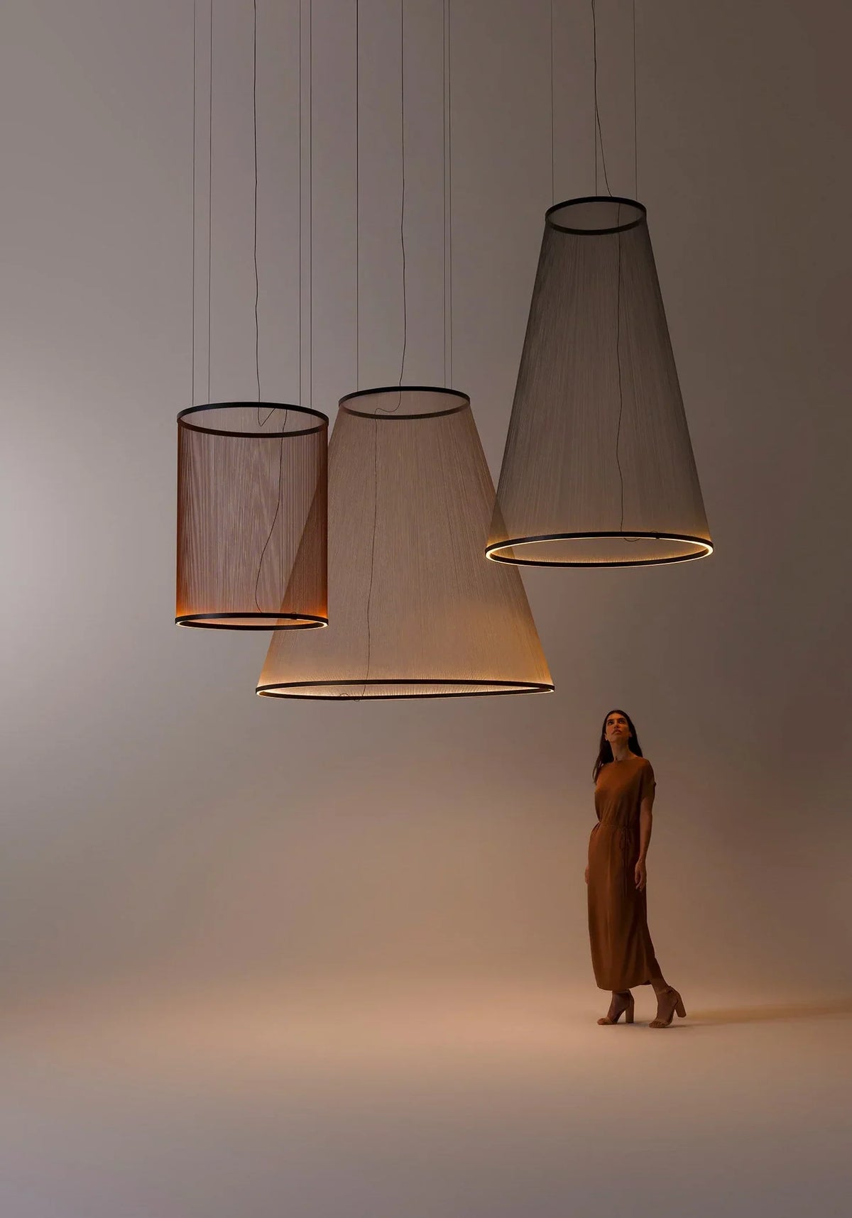 Clustered Drop Lights with Fabric Shades for Kitchen Islands & Dining Tables – Adjustable Cable Heights, Integrated LED, Warm or Cool White | Thomler