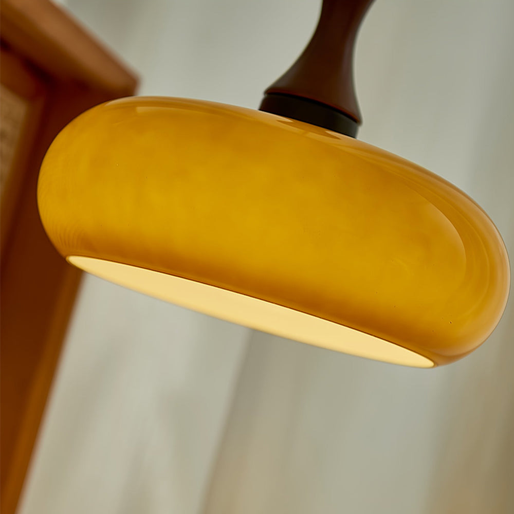 Handgefertigte Deckenleuchte aus Holz & Glas, 12-Zoll Hängeleuchte ideal für Küchen, Essbereiche, Schlafzimmer, E26-Fassung, rustikaler Bauernhausstil M | Thomler