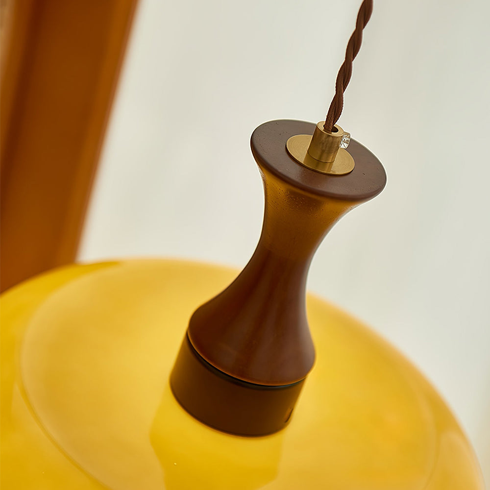Handgefertigte Deckenleuchte aus Holz & Glas, 12-Zoll Hängeleuchte ideal für Küchen, Essbereiche, Schlafzimmer, E26-Fassung, rustikaler Bauernhausstil M | Thomler