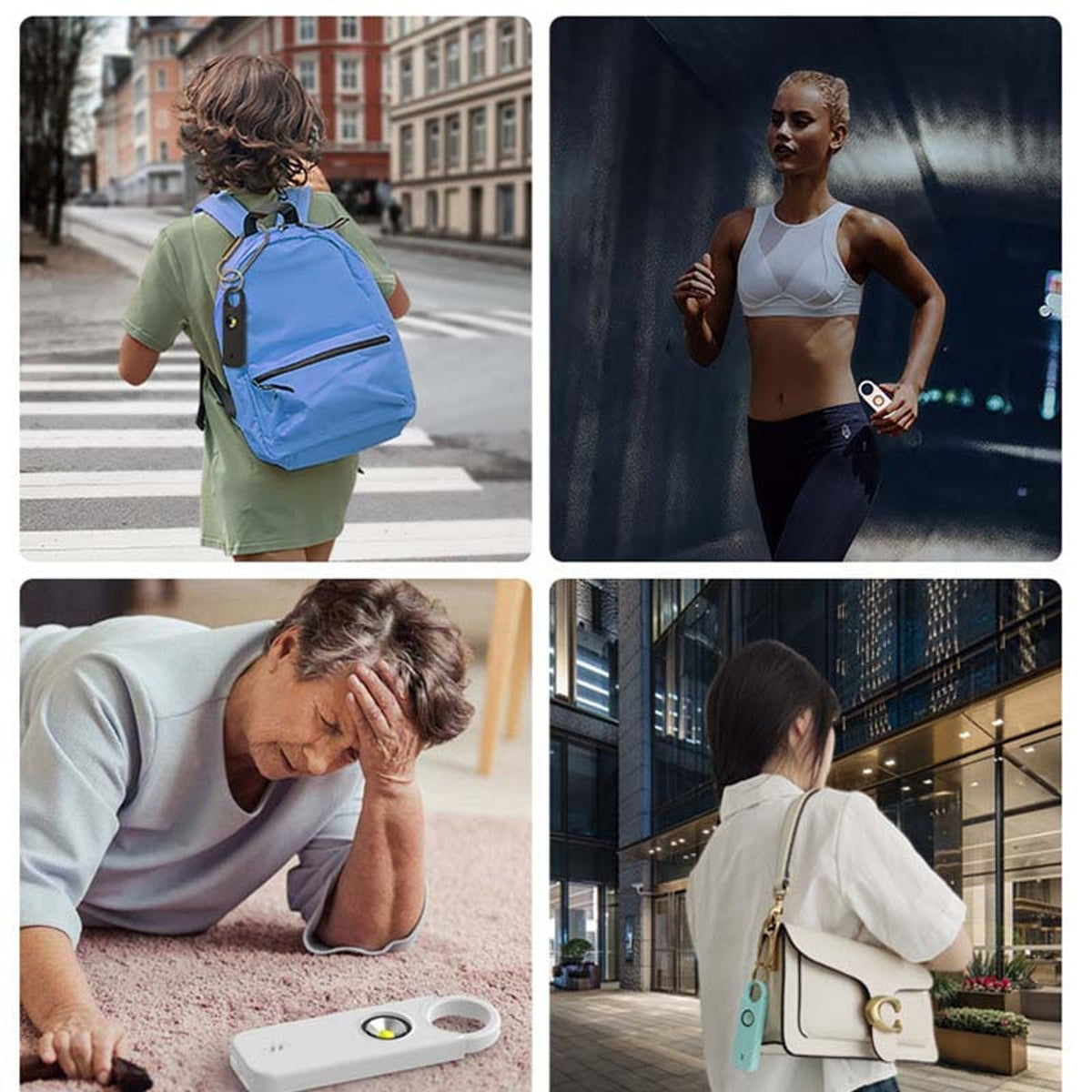 Alarma de seguridad personal con luz LED integrada para llaves y bolsos