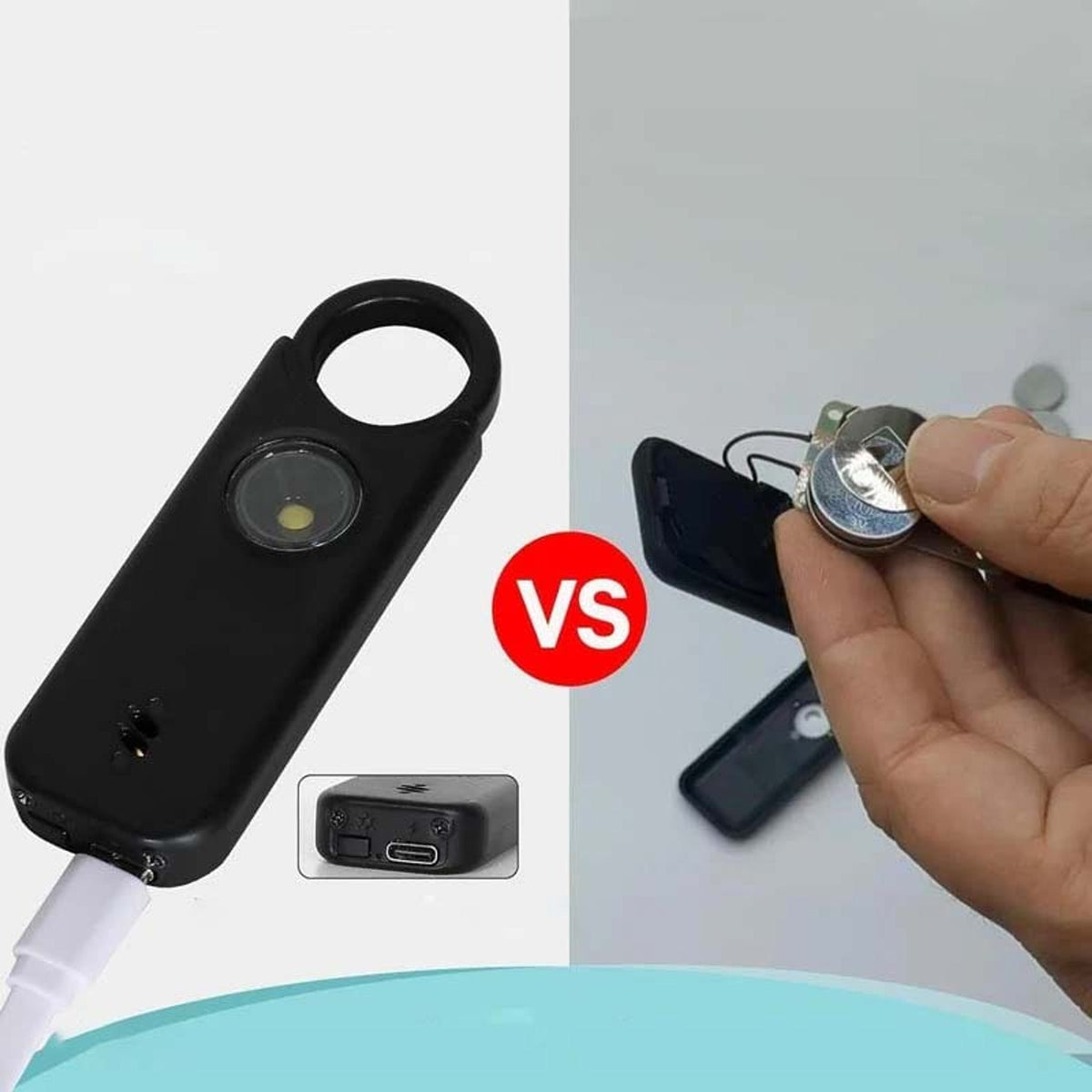 Alarma de seguridad personal con luz LED integrada para llaves y bolsos