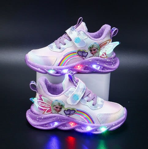 Girls Light-Up Sneakers with Rainbow Glitter and LED Soles for School, Play, and Active Wear | Thomler