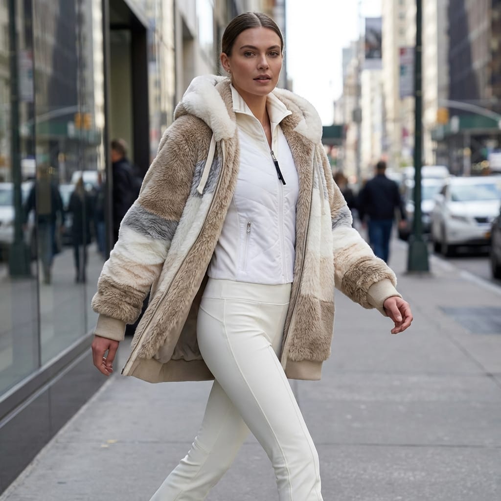Oversized winterjas met capuchon en fleecevoering voor dames, met zijzakken voor koud weer | Thomler