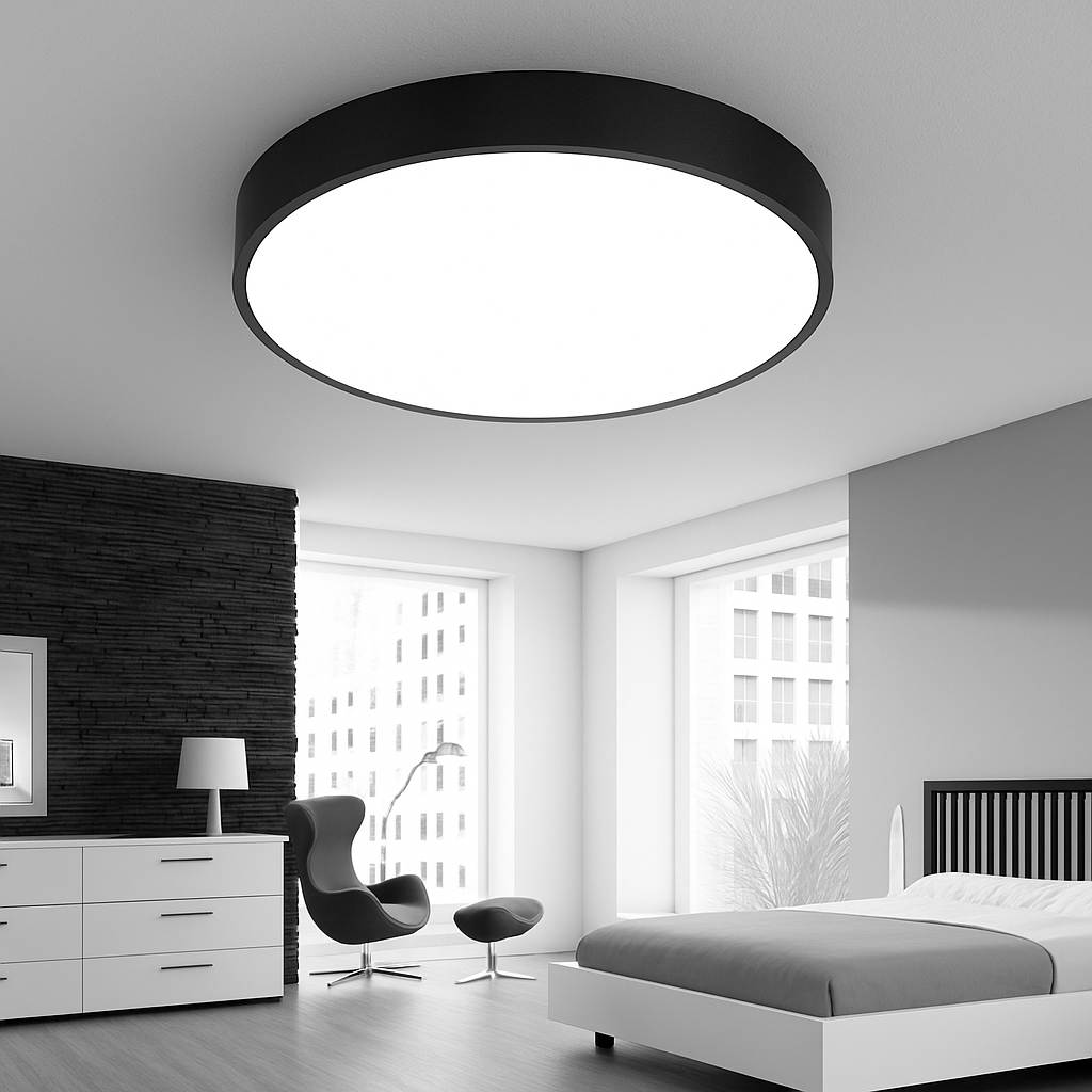 Flush Mount LED Ceiling Light with Frosted Glass Diffuser – Dimmable Round Fixture for Bedroom Kitchen Living Room – Iron Frame 9–24 Inch Mo | Thomler