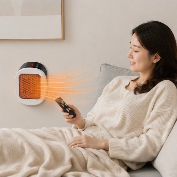 Calefactor eléctrico portátil de 600 W, dispositivo compacto de calentamiento rápido con control remoto para una calidez eficiente