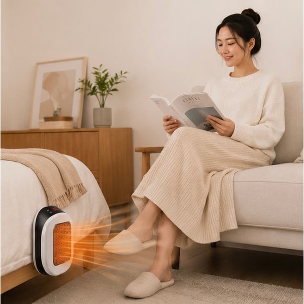 Calefactor eléctrico portátil de 600 W, dispositivo compacto de calentamiento rápido con control remoto para una calidez eficiente