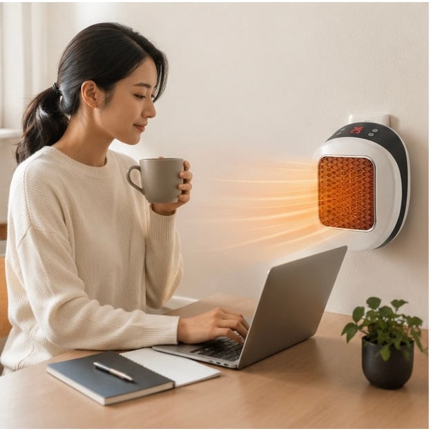 Calefactor eléctrico portátil de 600 W, dispositivo compacto de calentamiento rápido con control remoto para una calidez eficiente
