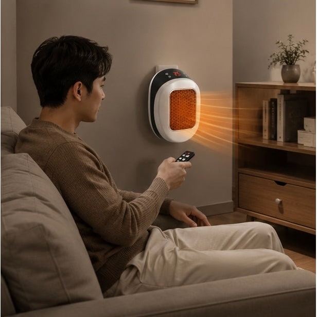 Calefactor eléctrico portátil de 600 W, dispositivo compacto de calentamiento rápido con control remoto para una calidez eficiente