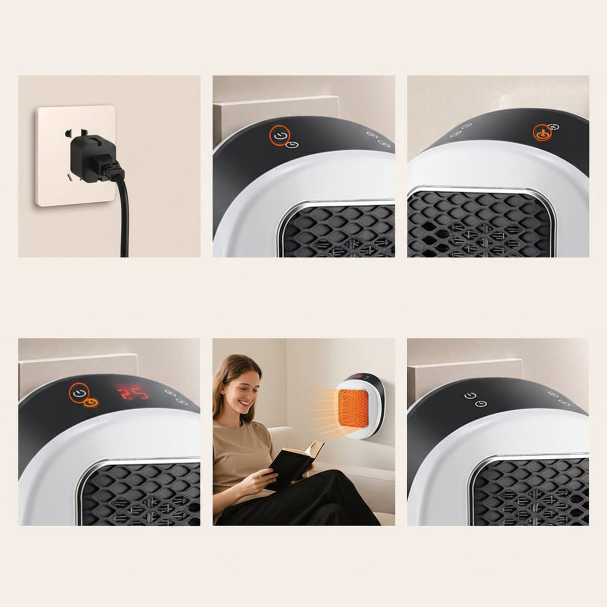 Calefactor eléctrico portátil de 600 W, dispositivo compacto de calentamiento rápido con control remoto para una calidez eficiente