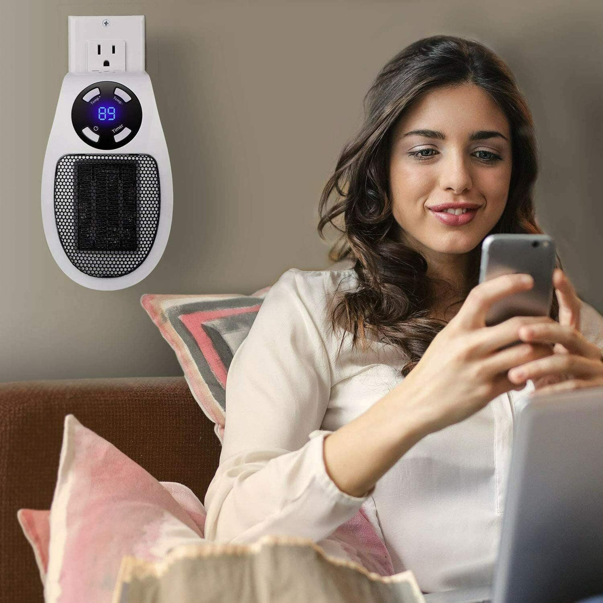 Calefactor eléctrico portátil personal de pared