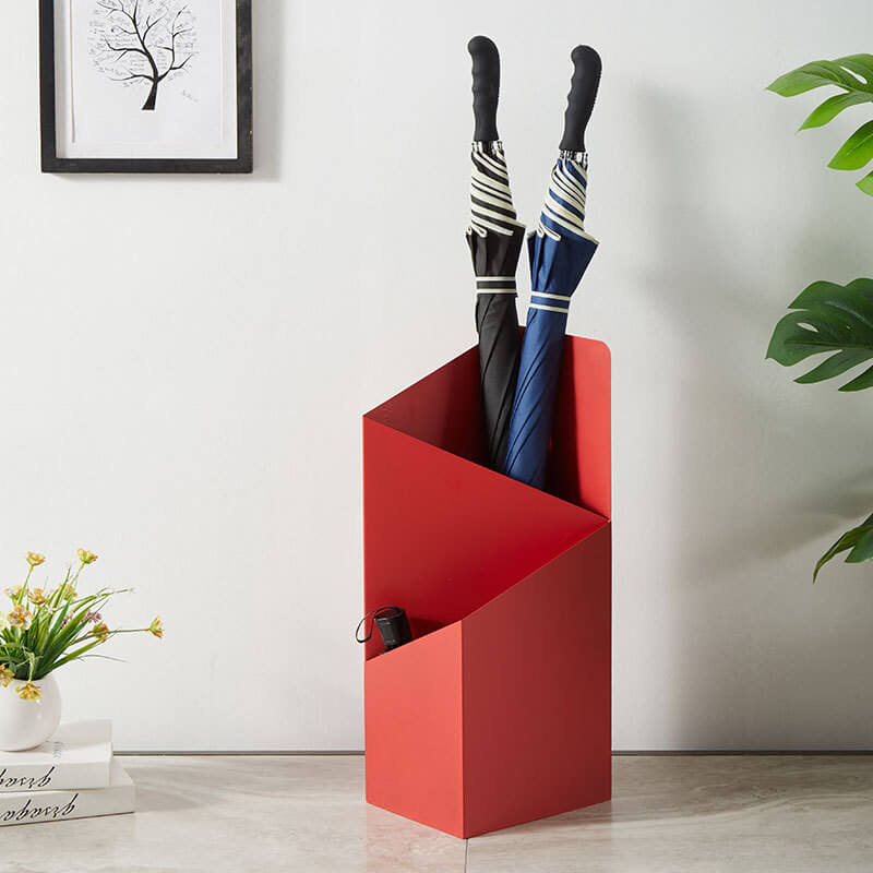 Metal Entryway Caddy for Rain Gear 20 in Height Red Freestanding Organizer for Hallways Porches Apartments Small Space Storage with Drip Tra | Thomler