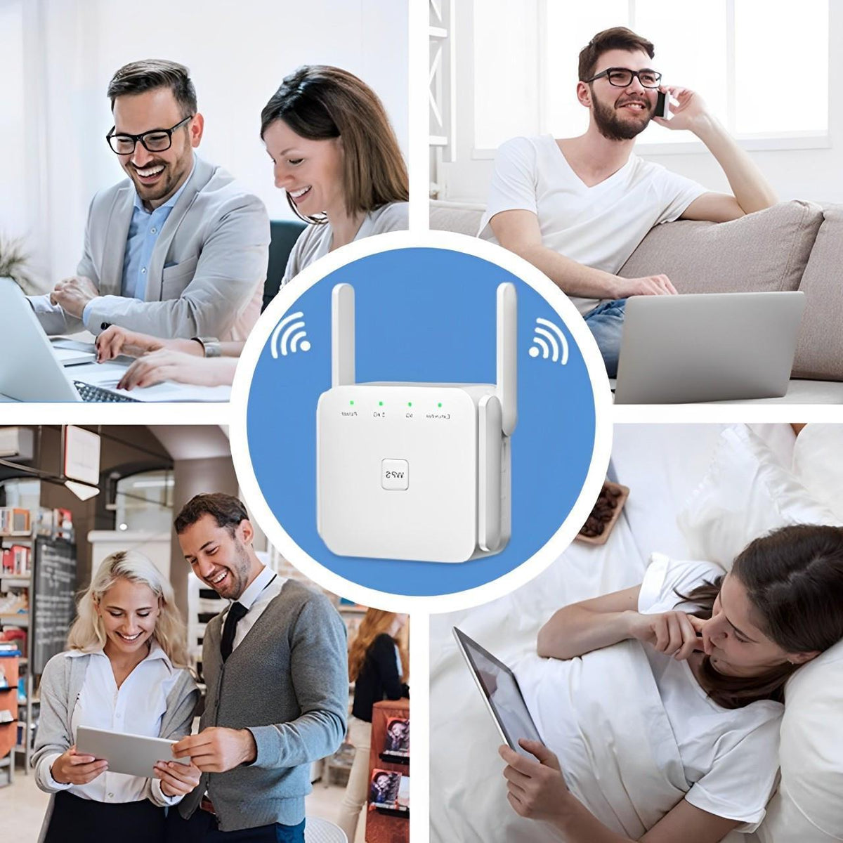 WiFi-versterker met muurdoordringende antenne en ondersteuning voor meerdere apparaten
