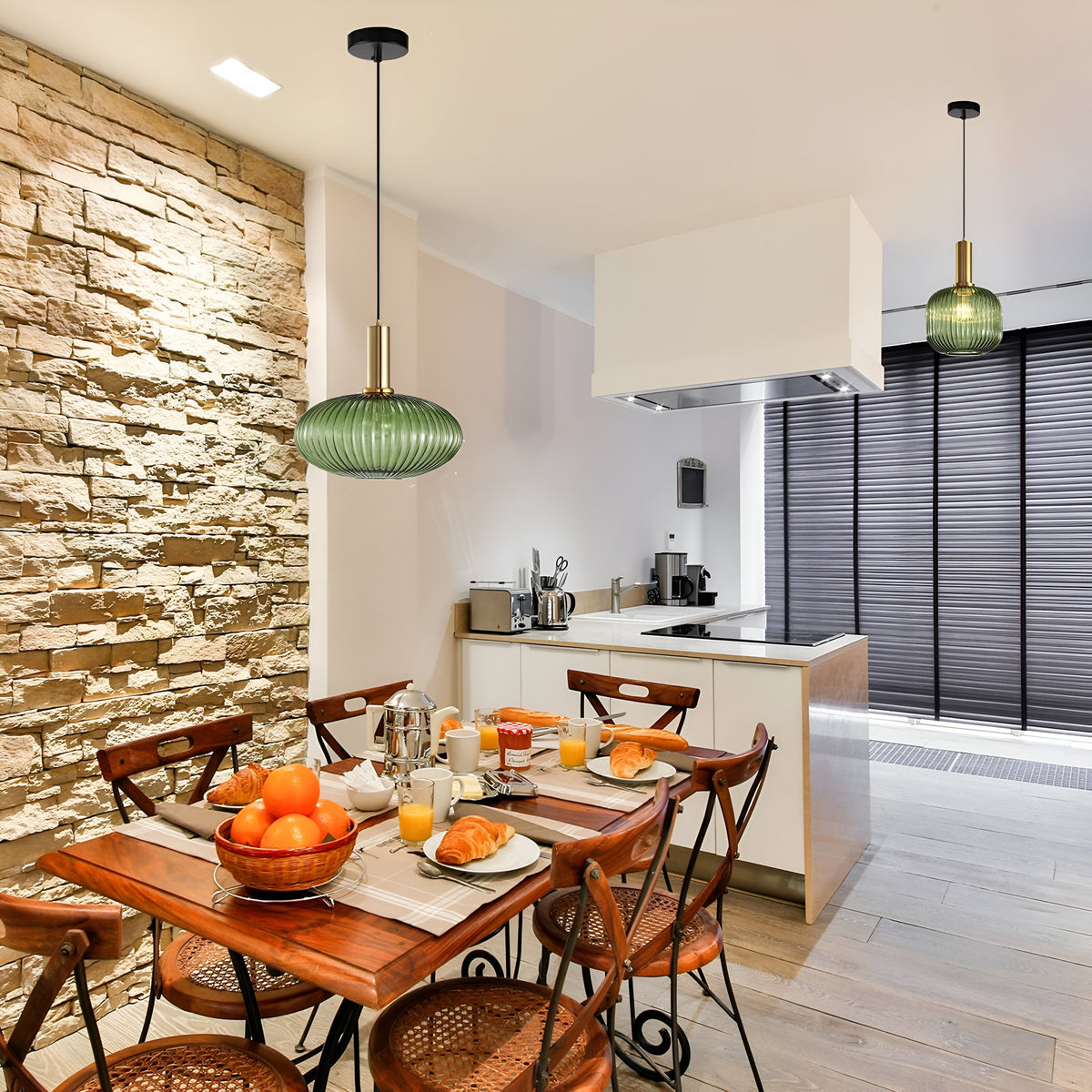 Lámpara de techo de cristal tintado con casquillo E27, pantalla de 12 pulgadas para comedor, isla de cocina, bar, salón, cable ajustable, diseño de inspiración escandinava | Thomler
