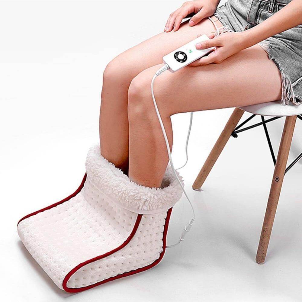 Heated Foot Warmer with Massage & Remote Control – Plush Electric Foot Heating Pad with 5 Temperature Settings