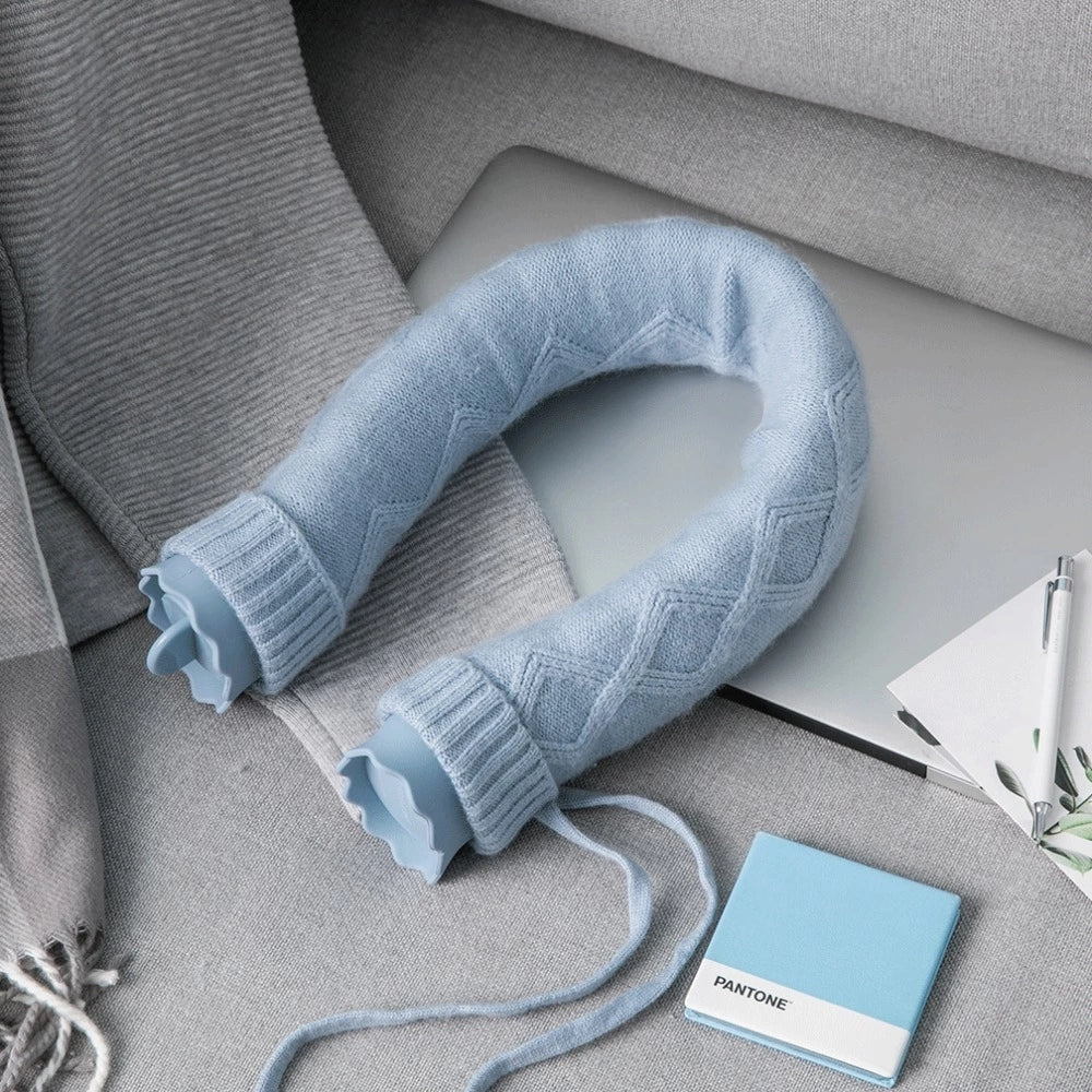 Curved Neck Hot Water Bottle with Soft Cover – Microwaveable Hot or Cold Pack for Neck & Shoulders