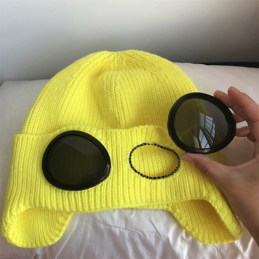 Aviator Winter Hat with Goggles – Unisex Fleece-Lined Bomber Cap for Cold Weather