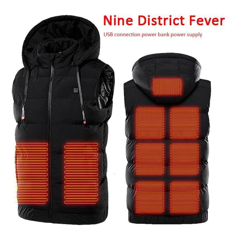 Heated Hooded Vest with USB Power Bank Pocket – Waterproof Electric Warming Jacket for Men & Women