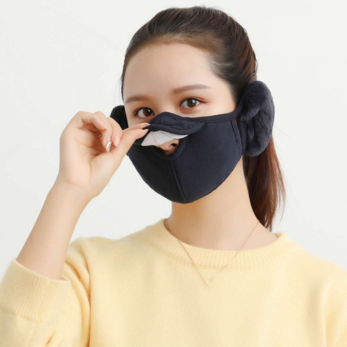 Fleece Ear Warmer Headband with Face Guard – Winter Neck Gaiter for Outdoor Sports & Cold Weather Protection