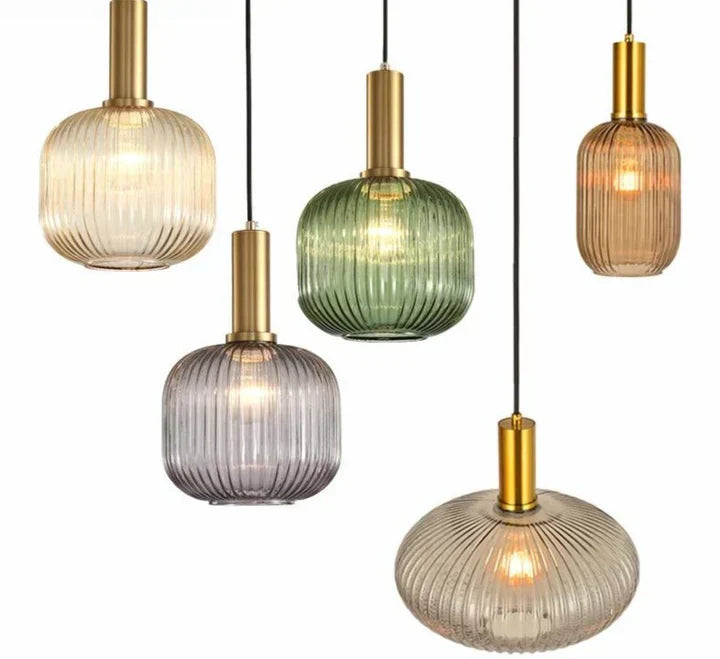 Lámpara de techo de cristal tintado con casquillo E27, pantalla de 12 pulgadas para comedor, isla de cocina, bar, salón, cable ajustable, diseño de inspiración escandinava | Thomler